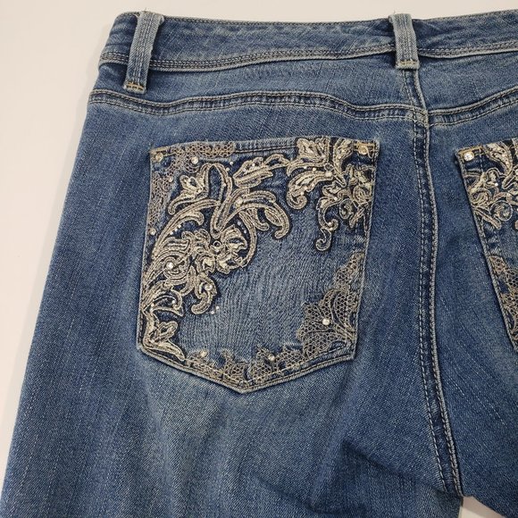 WHBM Baroque Embroidered Boot Cut Jeans Size 6 R WHITE HOUSE BLACK MARKET - Picture 5 of 16